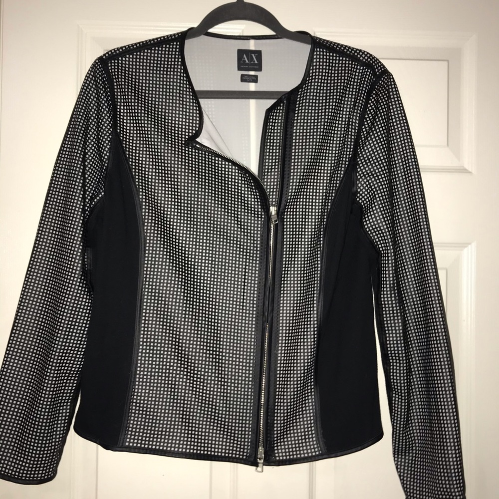 Armani Exchange leather zip up jacket